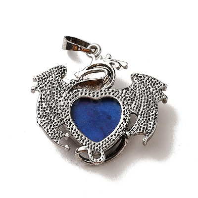 Natural Lapis Lazuli Dyed Heart Pendants KK-K331-01AS-01-1