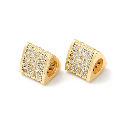 Brass Micro Pave Cubic Zirconia European Beads KK-P234-21G-1