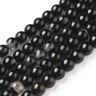 Natural Black Tourmaline Beads Strands G-F666-05-8mm-1