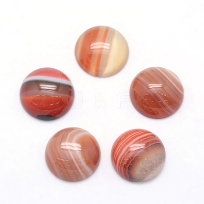 Natural Red Banded Agate Cabochons G-P393-R40-10MM-1
