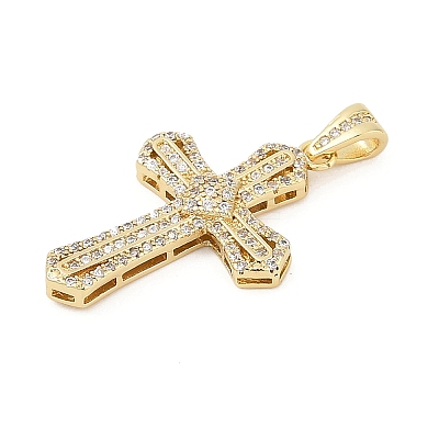 Brass Micro Pave Cubic Zirconia Pendants KK-U058-14G-1