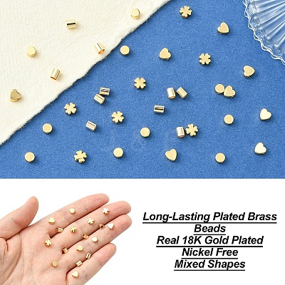40Pcs 4 Styles Long-Lasting Plated Brass Beads KK-YW0002-96-1