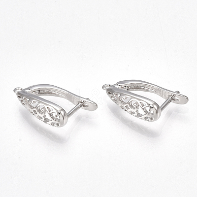 Brass Hoop Earring Findings with Latch Back Closure KK-S350-070P-1