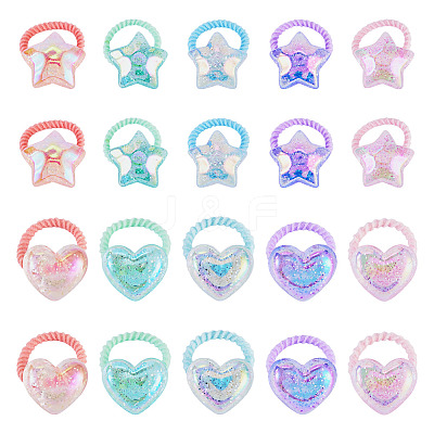 20Pcs 20 Colors Polyester & Plastic Girls Hair Accessories OHAR-TA0001-18-1
