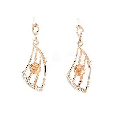Brass Micro Pave Clear Cubic Zirconia Stud Earring Findings KK-S364-130-1
