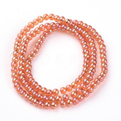 Electroplate Glass Round Beads Strands EGLA-O001-M-3mm-1
