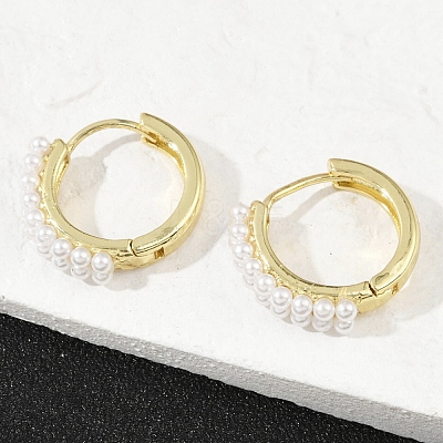 Brass ABS Imitation Pearl Hoop Earrings EJEW-M082-04G-1