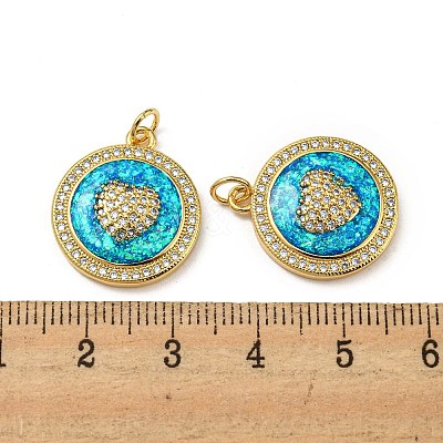 Valentine's Day Brass Micro Pave Cubic Zirconia with Synthetic Opal Pendants KK-D096-02H-G-1