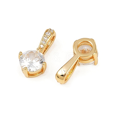 Brass Micro Pave Clear Cubic Zirconia Charms KK-B137-21G-02-1