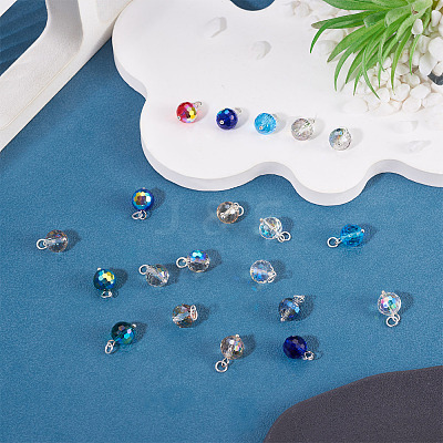 20Pcs AB Color Plated Transparent Glass Pendants PALLOY-TADJ00020-1