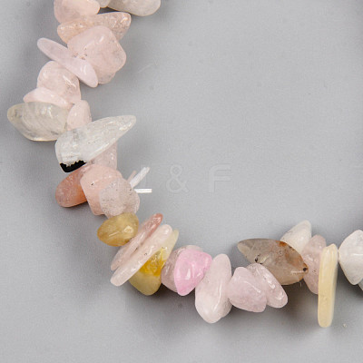 Unisex Chip Natural Morganite Beaded Stretch Bracelets BJEW-S143-44-1