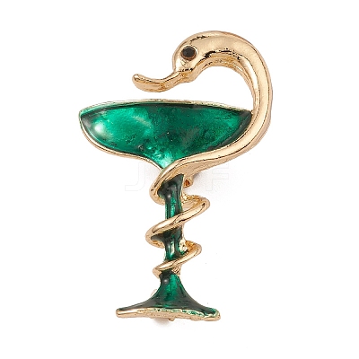 Golden Alloy Enamel Brooch Pin JEWB-Q030-14G-01-1