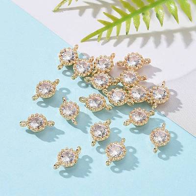 Flower Brass Micro Pave Cubic Zirconia Links ZIRC-L054-09KCG-NR-1