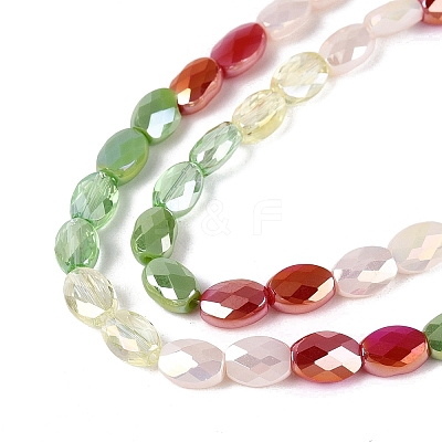 Electroplate Imitation Jade & Opaque & Transparent Glass Beads Strands EGLA-Q135-4x6MM-01F-1