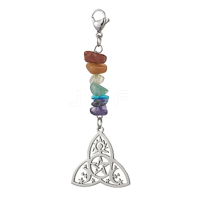 Chakra Natural Gemstone Chips Pendant Decorations HJEW-JM01271-1
