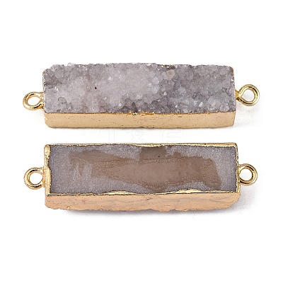 Electroplated Natural Druzy Agate Links/Connectors G-G656-02F-1