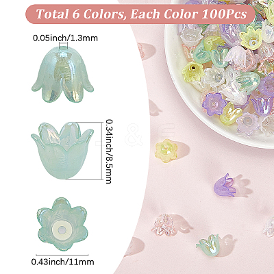 600Pcs 6 Colors Acrylic Bead Caps OACR-SP0001-59-1