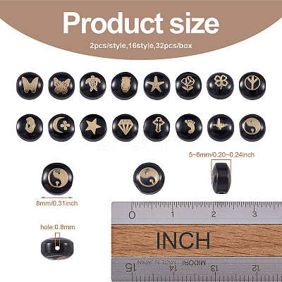 32Pcs 16 Style Handmade Lampwork Beads LAMP-CD0001-18-1