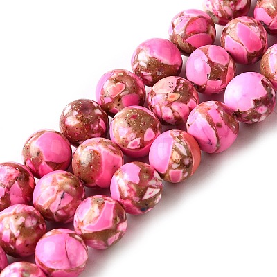 Dyed Natural Magnesite Beads Strands G-L617-D01-8mm-06-1