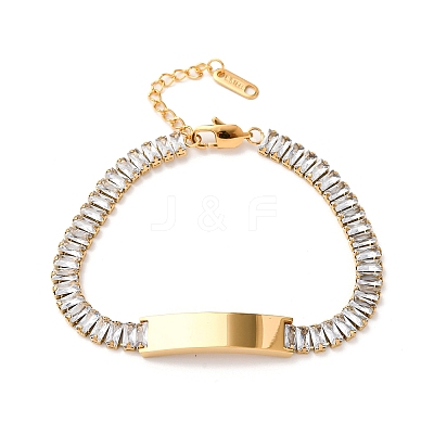 304 Stainless Steel Glass Link Chain Bracelets BJEW-G753-03G-01-1