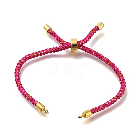 Braided Cotton Cord Slider Bracelet Making MAK-R001-01G-03-1