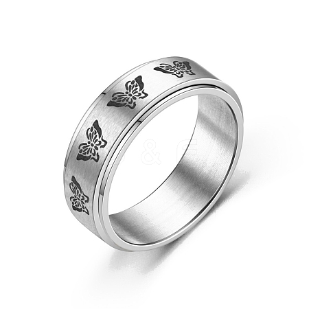 Rotating Titanium Steel Anxiety Relief Rings for Women Men PW-WG4928D-05-1