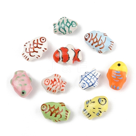 10Pcs 10 Styles Handmade Porcelain Beads PORC-YW0001-30-1