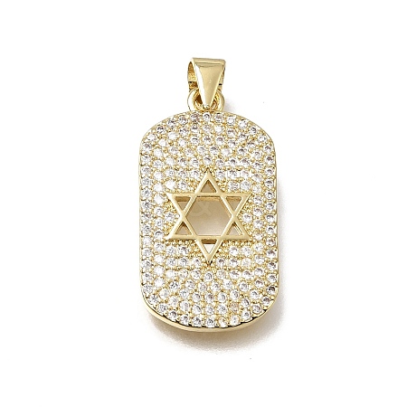 Brass Micro Pave Clear Cubic Zirconia Pendants KK-C262-20G-1