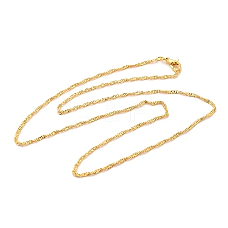 1.5mm Rack Plating Brass Singapore Chain Necklaces for Women Men MAK-L044-22G-1