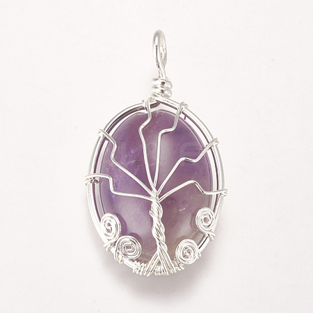 Natural Amethyst Pendants G-I205-A-04S-1