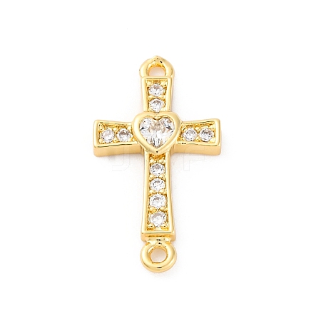 Brass Micro Pave Cubic Zirconia Connector Charms KK-S510-16G-1