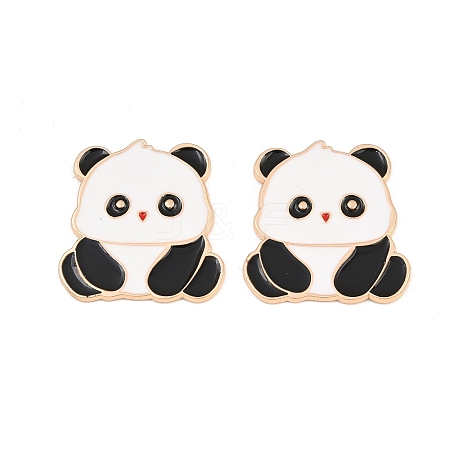 Panda Alloy Enamel Cabochons AL-CBA1A6F-06KCG-E-1
