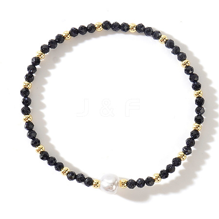 Natural Larvikite Beaded Stretch Bracelets for Women BG9690-14-1