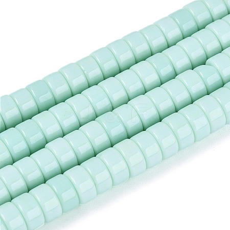 Opaque Solid Color Glass Beads Strands GLAA-N026-3x6mm-14-1