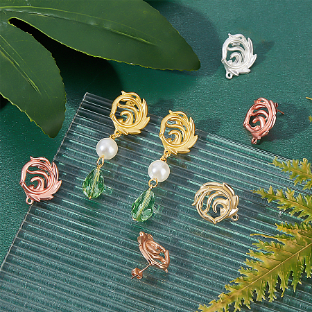 5 Pairs 5 Colors Alloy Stud Earring Findings PALLOY-AR0001-18-1