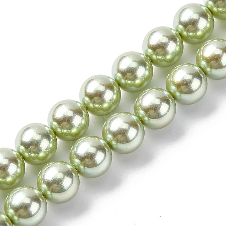 UV Plating Pearlized Glass Pearl Beads Strands GLAA-F128-01B-T21-1