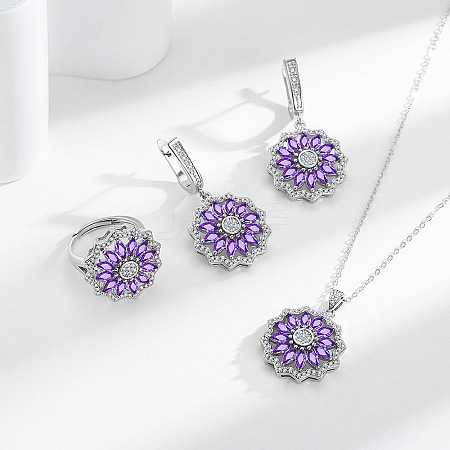 Flower Brass Micro Pave Cubic Zirconia Jewelry Set FS-WG0AAA8-01-1