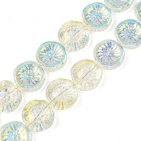 Half Electroplate Baking Paint Glass Beads Strands EGLA-K061-11A-AB01-1