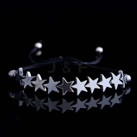 Natural Black Stome Beads Braided Bracelets XX5471-1