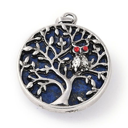 Dyed Natural Lapis Lazuli Tree of Life with Owl Pendants G-L524-15AS-05-1