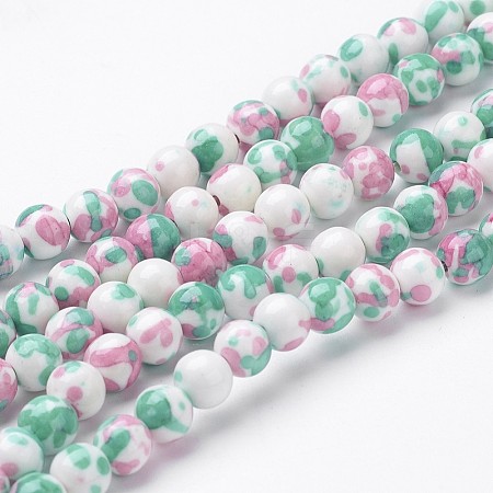 Synthetic Ocean White Jade Bead Strands G-J350-8mm-06-1