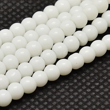 Opaque Solid Color Glass Round Beads Strands X-GLAA-F032-4mm-01-1