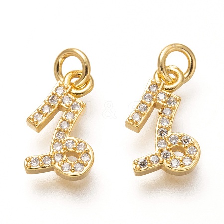 Brass Micro Pave Clear Cubic Zirconia Pendants X-ZIRC-P081-G12-RS-1