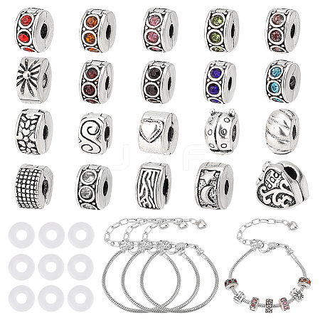 DIY Alloy Heart European Style Bracelet Making Kit DIY-PH0022-01-1