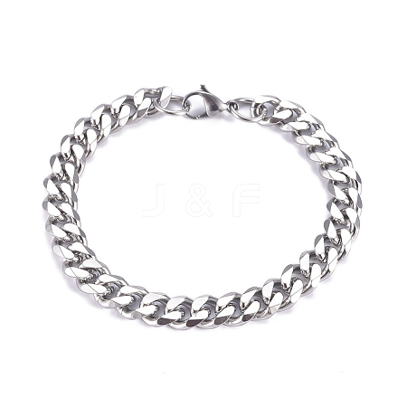 Men's 667 Stainless Steel Cuban Link Chain Bracelets BJEW-G631-13P-1-1