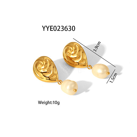 Stainless Steel Teardrop Stud Earrings for Women TU8100-2-1