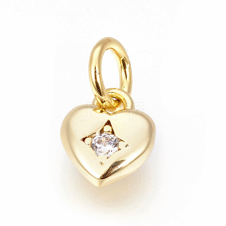 Brass Micro Pave Cubic Zirconia Charms X-ZIRC-F095-04G-1
