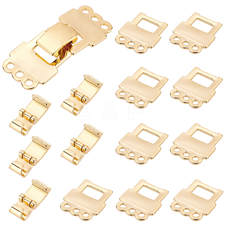 6 Sets Brass Fold Over Clasps STAS-SC0003-33-1