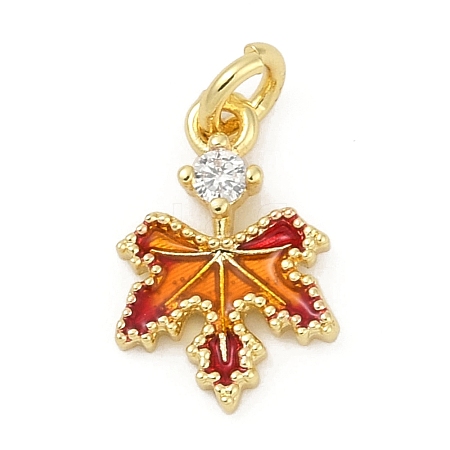 Brass Micro Pave Cubic Zirconia with Enamel Charms KK-G526-08G-1