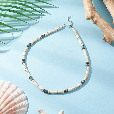 Natural Magnesite Heishi Beaded Necklaces NJEW-JN05308-02-1